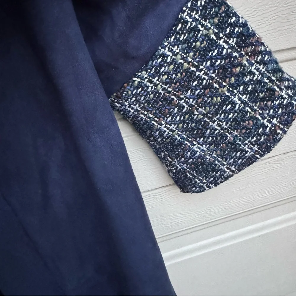 Navy Blazer with Tweed Accents - Picture 5 of 10